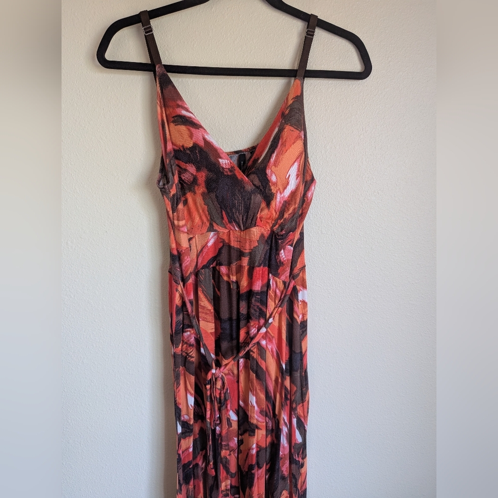 New Directions Orange and Black Pleated Maxi Dress Size XL